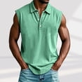 thumbnail image 1 of UQJfacai Sleeveless Shirts for Men Distressed Washed Tank Tops Henley Lapel Button V Neck Shirt Vintage Solid Tee Tops with Pocket M-3XL, 1 of 6