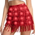 thumbnail image 1 of UQJfacai Sparkly Sequin Fringe Skirt Light Up Tassel Shorts Belly Dance Skirts Rave Festival Outfits for Women, 1 of 6
