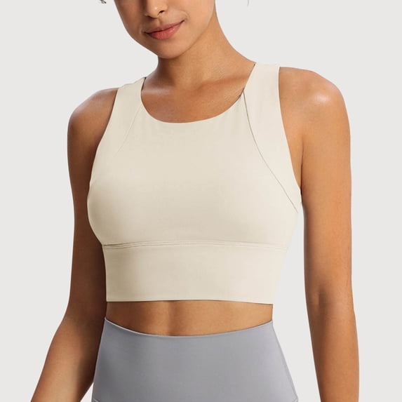 UQJfacai Sports Bras for Women High Support Racerback Wide Straps Crop Tank Tops Wireless Padded Yoga Longline Workout Bra S