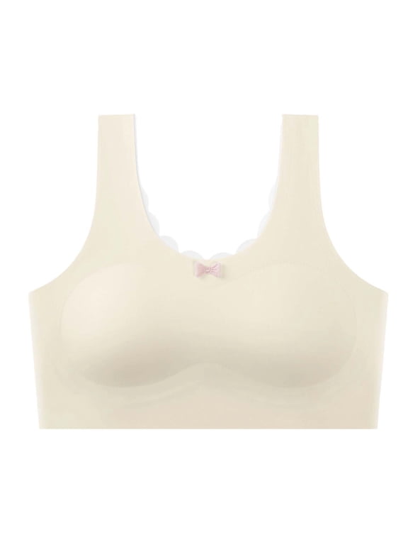 Teen Girls Seamless Sports Bra Tagless No Show Soft Breathable Light Training Bra with Padding Bras for Teens 11-15 Years