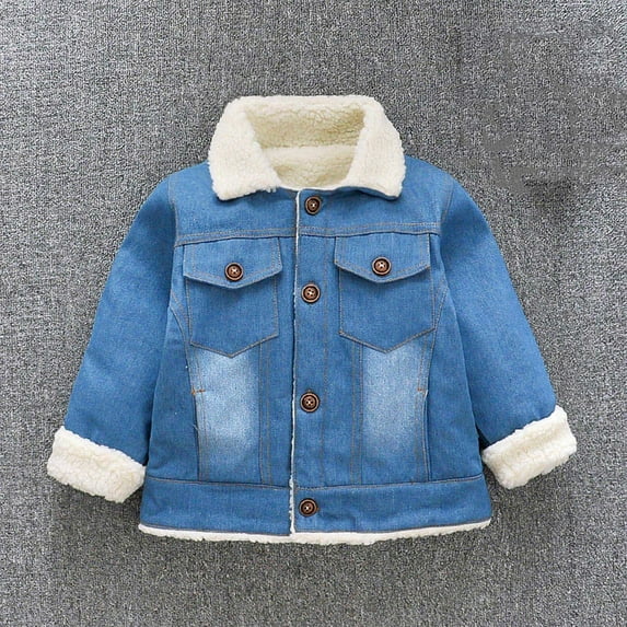 UQJfacai Toddler Boy Fleece Jacket Baby Girl Button Down Sherpa Lined Outerwear Coat Long Sleeve Fall Winter Warm Plush Jackets with Pockets