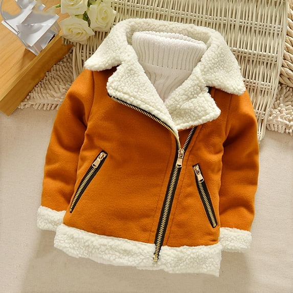 UQJfacai Toddler Boy Fleece Jacket Baby Girl Zip Up Sherpa Lined Outerwear Coat Long Sleeve Fall Winter Warm Plush Jackets with Pockets