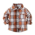 thumbnail image 1 of UQJfacai Toddler Boy Long Sleeve Button Down Shirt Kids Plaid Shirts Boys Casual Lapel Collar Western Tops with Pocket 6M-5T, 1 of 9