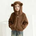 thumbnail image 1 of UQJfacai Toddler Boys Fleece Jacket Baby Boy Sherpa Bear Ear Hooded Winter Coat Fall Zip Up Casual Outerwear with Pockets 6M-4T, 1 of 6