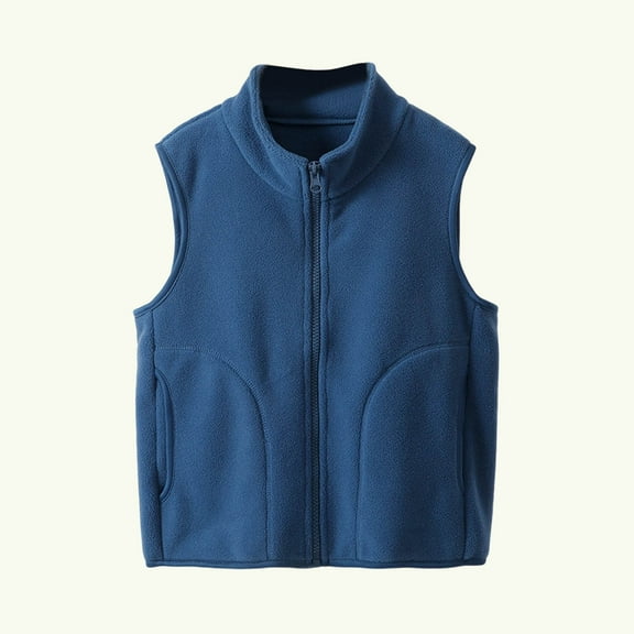 UQJfacai Toddler Boys Girls Fleece Vest Kids Full Zip Turtleneck Jacket Casual Sleeveless Winter Warm Outwear Coats with Pockets 1-15 Years