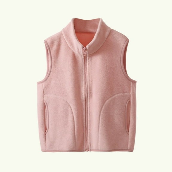 UQJfacai Toddler Boys Girls Fleece Vest Kids Full Zip Turtleneck Jacket Casual Sleeveless Winter Warm Outwear Coats with Pockets 1-15 Years