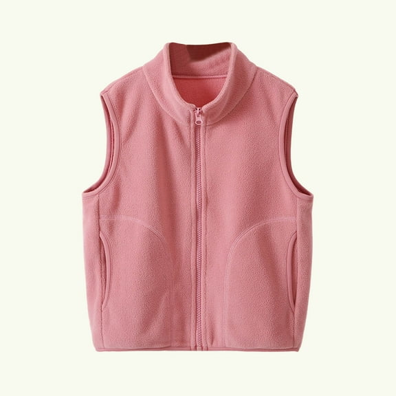 UQJfacai Toddler Boys Girls Fleece Vest Kids Full Zip Turtleneck Jacket Casual Sleeveless Winter Warm Outwear Coats with Pockets 1-15 Years