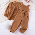 thumbnail image 1 of UQJfacai Toddler Girls 3 Piece Oufits Fuzzy Fleece Tank Top Plush Open Front Cardigan Pants Set Soft Fall Winter Clothes 1-7 Years, 1 of 7