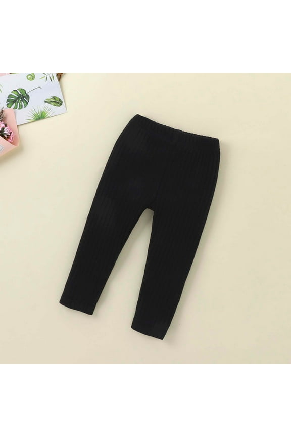 Toddler Girls Pants Baby Girl Solid Ribbed Pants Strech Slim Fit Bottoms Leggings Newborn Cotton Elastic Waist Jogger 0-18 Months