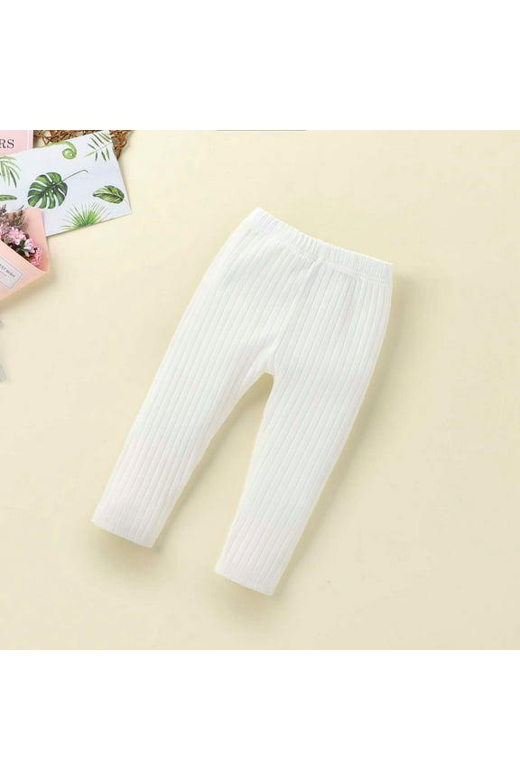 Toddler Girls Pants Baby Girl Solid Ribbed Pants Strech Slim Fit Bottoms Leggings Newborn Cotton Elastic Waist Jogger 0-18 Months