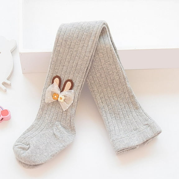 UQJfacai Toddler Girls Tights Kids Footed Ribbed Knit Leggings Stretchy Soft Stockings Bows Decor Cotton Pantyhose Pants 1-12 Years