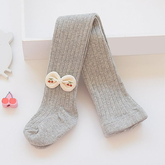 UQJfacai Toddler Girls Tights Kids Footed Ribbed Knit Leggings Stretchy Soft Stockings Bows Decor Cotton Pantyhose Pants 1-12 Years