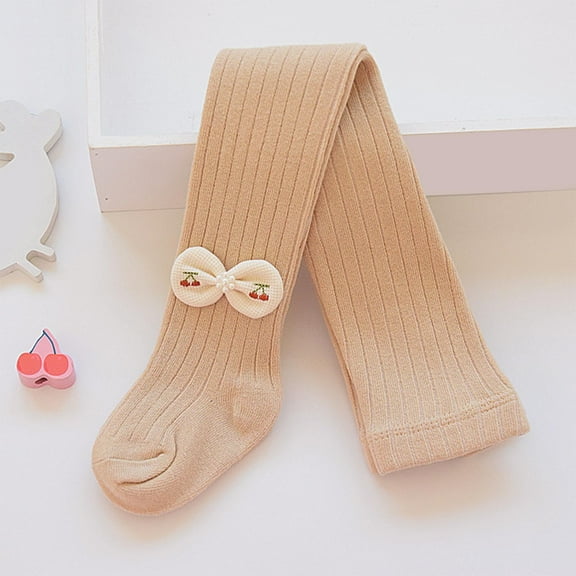 UQJfacai Toddler Girls Tights Kids Footed Ribbed Knit Leggings Stretchy Soft Stockings Bows Decor Cotton Pantyhose Pants 1-12 Years