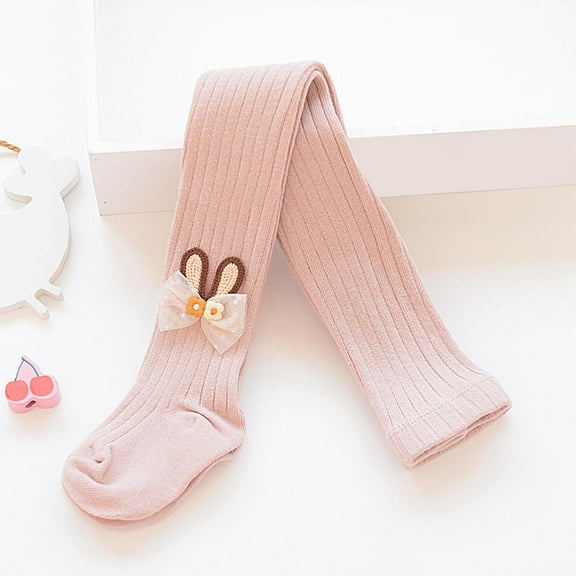 UQJfacai Toddler Girls Tights Kids Footed Ribbed Knit Leggings Stretchy Soft Stockings Bows Decor Cotton Pantyhose Pants 1-12 Years
