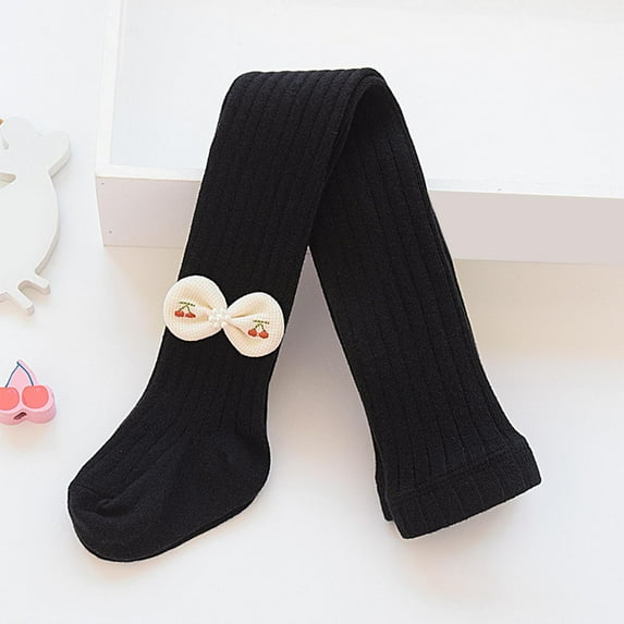 UQJfacai Toddler Girls Tights Kids Footed Ribbed Knit Leggings Stretchy Soft Stockings Bows Decor Cotton Pantyhose Pants 1-12 Years
