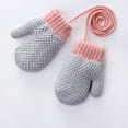 thumbnail image 1 of UQJfacai Toddler Kids Mittens with String Fleece Lined Winter Warm Knitted Snow Gloves Cold Weather Soft Baby Gloves 1-3 Years, 1 of 3