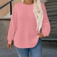 thumbnail image 1 of UQJfacai Tunic Tops for Women Plus Size Dressy Waffle Knit Long Sleeve Shirts Fall Winter Fashion Loose Fit Curved Hem Crewneck Sweaters, 1 of 7