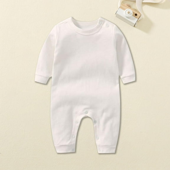 UQJfacai Unisex Baby Onesies Boys Girs Long Sleeve Crewneck Cotton Bodysuit Infant Romper Fall Winter Toddler Soft Solid Jumpsuits 3-18 Months