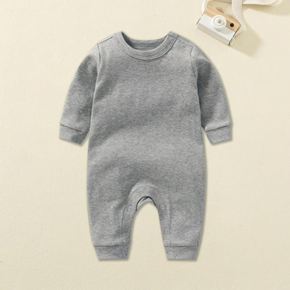 UQJfacai Unisex Baby Onesies Boys Girs Long Sleeve Crewneck Cotton Bodysuit Infant Romper Fall Winter Toddler Soft Solid Jumpsuits 3-18 Months