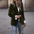 thumbnail image 1 of UQJfacai Velvet Blazer Women Business Casual Notch Collar Suit Jacket Fall Winter Long Sleeve One Button Work Office Blazers S-XXL, 1 of 4