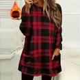 thumbnail image 1 of UQJfacai Womens Comfort Cozy Sweaters Plaid Sherpa Fleece Crewneck Long Pullover Fall Winter Warm Casual Long Sleeve Tops with Pockets, 1 of 6