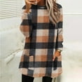 thumbnail image 1 of UQJfacai Womens Comfort Cozy Sweaters Plaid Sherpa Fleece Crewneck Long Pullover Fall Winter Warm Casual Long Sleeve Tops with Pockets, 1 of 5