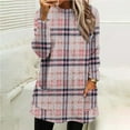 thumbnail image 1 of UQJfacai Womens Comfort Cozy Sweaters Plaid Sherpa Fleece Crewneck Long Pullover Fall Winter Warm Casual Long Sleeve Tops with Pockets, 1 of 5