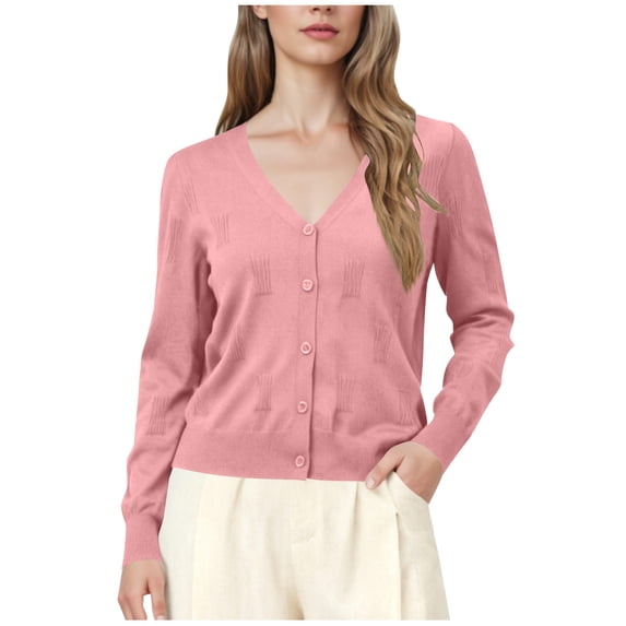 UQJfacai Womens Cropped Cardigans Sweaters Fall Fashion V-Neck Button Down Long Sleeve Open Front Bolero Shrugs for Dresses