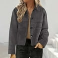 thumbnail image 1 of UQJfacai Womens Faux Suede Cropped Jacket Casual Lightweight Button Down Fall Jackets Fashion Collared Winter Coats Outerwear Trendy Clothes with Pockets, 1 of 6
