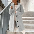 thumbnail image 1 of UQJfacai Womens Fuzzy Fleece Notch Lapel Collar Single Breasted Long Cardigan Coat Faux Fur Warm Winter Casual Outerwear Jackets, 1 of 8