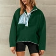 thumbnail image 1 of UQJfacai Womens Fuzzy Fleece Pullover Color Block Sherpa Sweatshirt Long Sleeve Button Down Sweater Winter Fleece Jacket with Pockets, 1 of 8