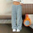 thumbnail image 1 of UQJfacai Womens Fuzzy Plush Pajama Pants Comfy Drawstring Elastic Waist Wide Leg Pjs Bottoms Lounge Pants Textured Fleece Sleepwear, 1 of 6