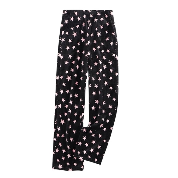 UQJfacai Womens Fuzzy Plush Pajama Pants Elastic Waist Wide Leg Pjs Bottoms Winter Warm Cozy Cute Printed Lounge Pants with Pockets