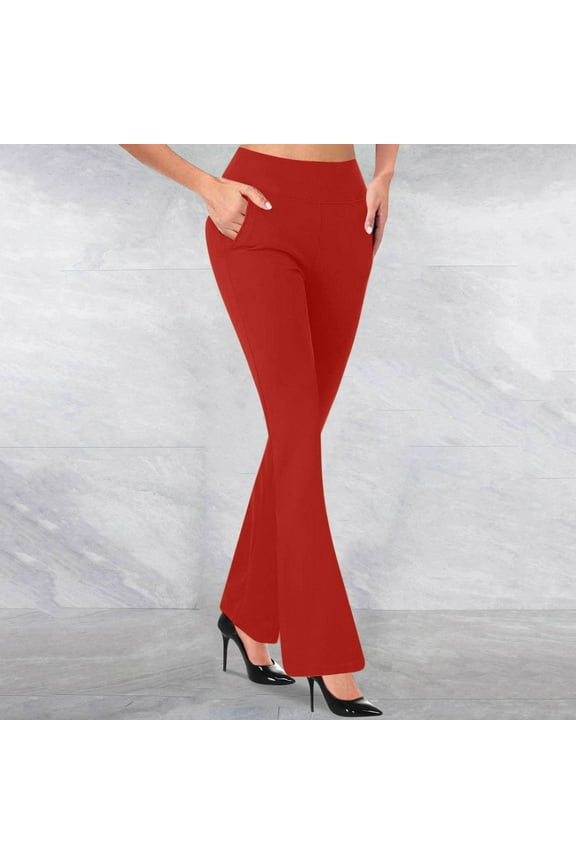 Womens High Waist Dress Pants Business Casual Work Pants Stretchy Bootcut Pull On Slacks Office Trousers with Pockets S-2XL