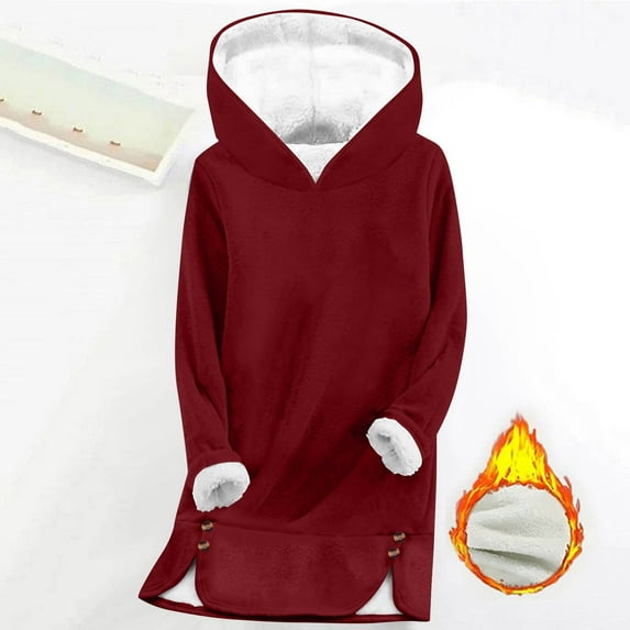 UQJfacai Womens Hoodies Winter Thicken Warm Fleece Sherpa Lined Pullover Fall Casual Loose Fit Long Sleeve Hooded Sweatshirt