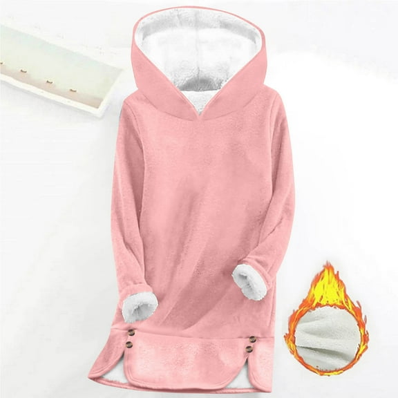 UQJfacai Womens Hoodies Winter Thicken Warm Fleece Sherpa Lined Pullover Fall Casual Loose Fit Long Sleeve Hooded Sweatshirt