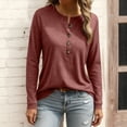 thumbnail image 1 of UQJfacai Womens Long Sleeve Henley Tops Lightweight Button Up Tunic Shirts Fall Spring Loose Fit Dressy Casual Blouses, 1 of 6