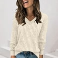 thumbnail image 1 of UQJfacai Womens Long Sleeve Shirts Fall Lightweight V-Neck Ribbed Knit Sweaters Dressy Casual Tunic Tops Soft Loose Fashion Clothes, 1 of 7