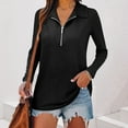 thumbnail image 1 of UQJfacai Womens Long Sleeve Shirts Quarter Zip Pullover Fall Tunic Tops Ribbed Knit Lapel Collar Casual Cute Blouses Clothes, 1 of 3