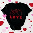 thumbnail image 1 of UQJfacai Womens Lover Heart Graphic V Neck Shirt Valentines Funny Couple Matching Casual Short Sleeve Tee Tops, 1 of 6