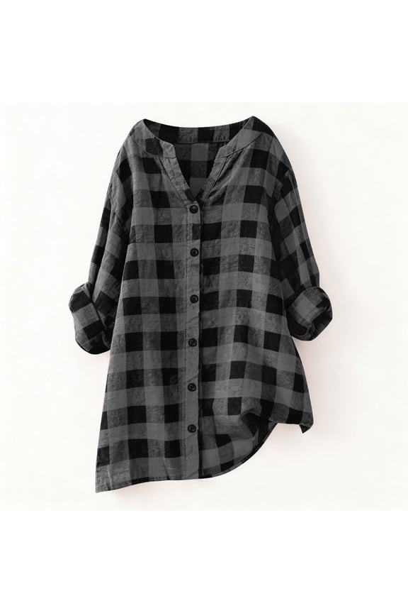 Womens Maternity Shirts Plus Size Long Sleeve Plaid Button Down Shirt Oversized Casual Pregnancy V-Neck Blouse Tops