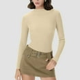 thumbnail image 1 of UQJfacai Womens Mock Turtleneck Long Sleeve Shirts Ribbed Knit Lightweight Pullover Sweater Stretch Slim Fitted Crop Tops, 1 of 7