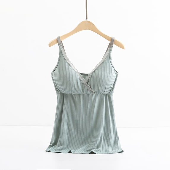 UQJfacai Womens Nursing Tank Tops Wrap V Neck Maternity Breastfeeding Shirts Pregnancy Ribbed Sleeveless Spaghetti Strap Blouses M-3XL