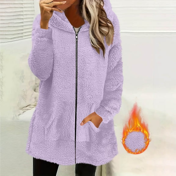 UQJfacai Womens Oversized Sherpa Jacket Fuzzy Fleece Zip Up Hoodie Long Sleeve Warm Winter Coats Faux Fur Casual Outerwear with Pockets