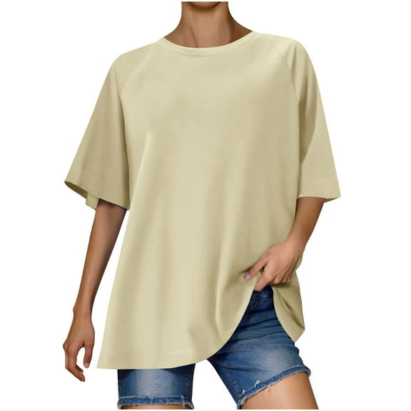 UQJfacai Womens Oversized T-Shirts V Neck Tee Shirts Short Sleeve Loose Fit Shirt Spring Summer Trendy Tunic Tops S-2XL