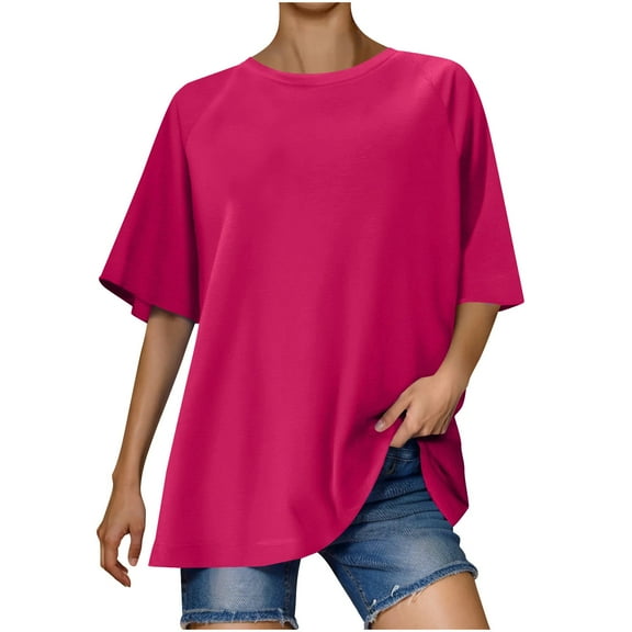 UQJfacai Womens Oversized T-Shirts V Neck Tee Shirts Short Sleeve Loose Fit Shirt Spring Summer Trendy Tunic Tops S-2XL