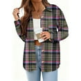 thumbnail image 1 of UQJfacai Womens Plaid Jacket Casual Lightweight Long Sleeve Button Down Flannel Shacket Shirt Collar Fall Winter Coat with Pocket, 1 of 7