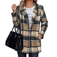 thumbnail image 1 of UQJfacai Womens Plaid Wool Blend Pea Coats Fall Winter Single Breasted Trench Coat Notch Lapel Collar Jacket Overcoats with Pockets, 1 of 7
