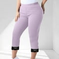 thumbnail image 1 of UQJfacai Womens Plus Size Lace Trim Capri Leggings Lightweight Soft Crop Leggings Pull On Elastic Waist Basic Capris Yoga Pants L-5XL, 1 of 6