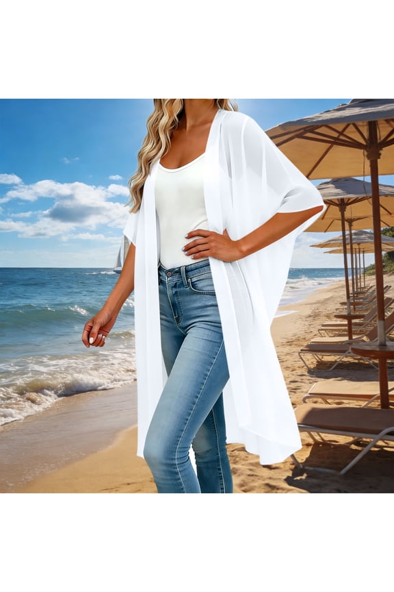 Womens Plus Size Long Cardigan Summer Lightweight Half Sleeve Open Front Dusters Spring Casual Loose Cardigans S-5XL